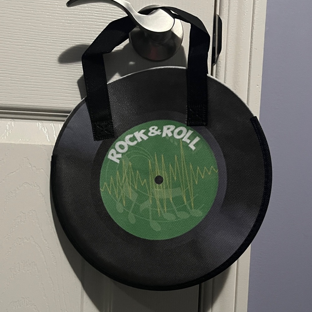 New Tote Bag Black and Green Rock & Roll Record Handy Shopping or Gift Bag